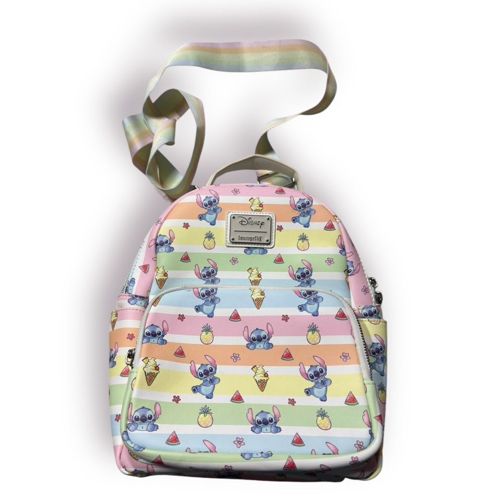 Loungefly Disney Lilo & Stitch Rainbow Fruit Convertible Mini‎ Backpack